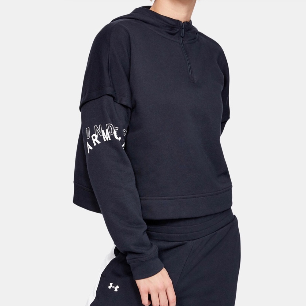 UA Rival Terry Hoodie in White with black logo